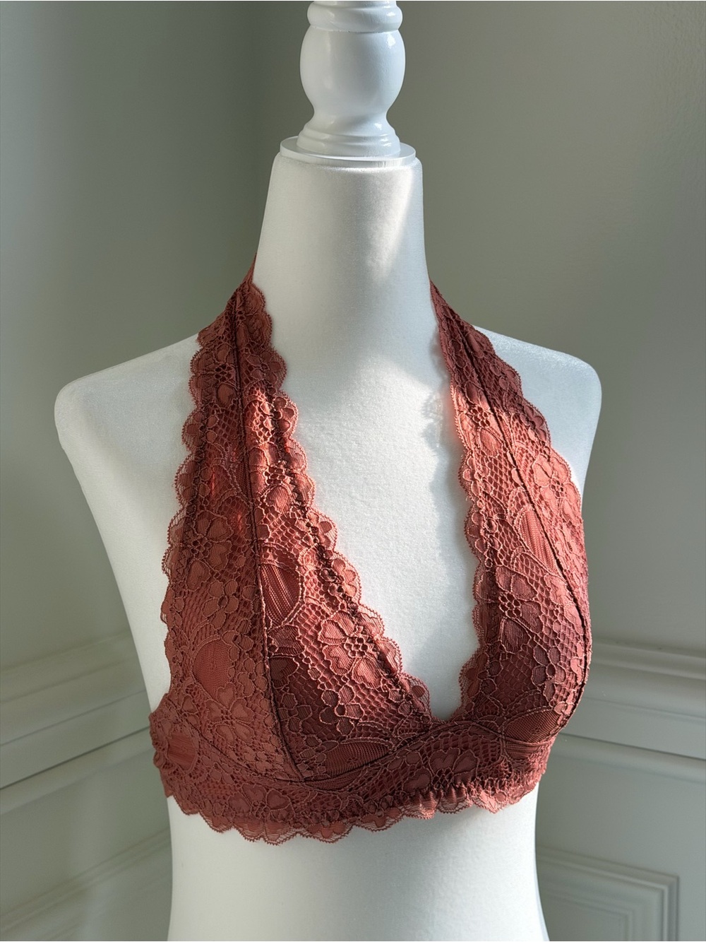 Free People Lace Halter Bralette in Dusty Terra Cotta (2010’s)